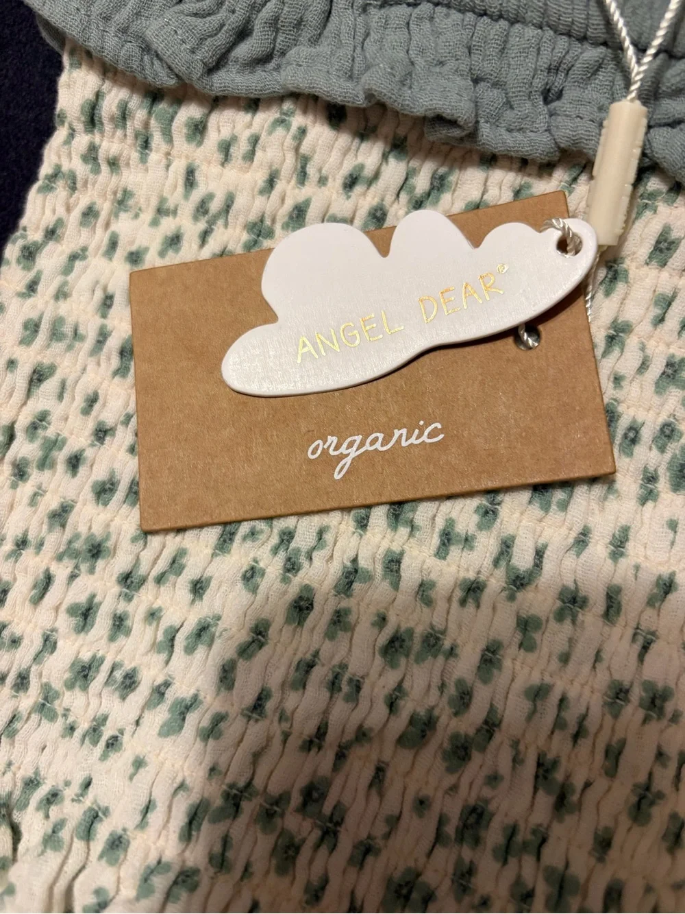 Angel Dear Cream & Sage Floral Smocked Tank and Bloomers Organic Cotton 18-24 mo